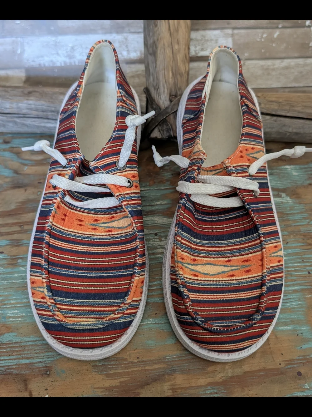 Serape Canvas Slip Ons W Laces
